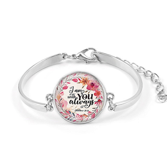 Handmade Bible Verse Bracelet Art Glass Dome Charms Bracelet Scripture Quote Jewelry Christian Party Favor Gifts
