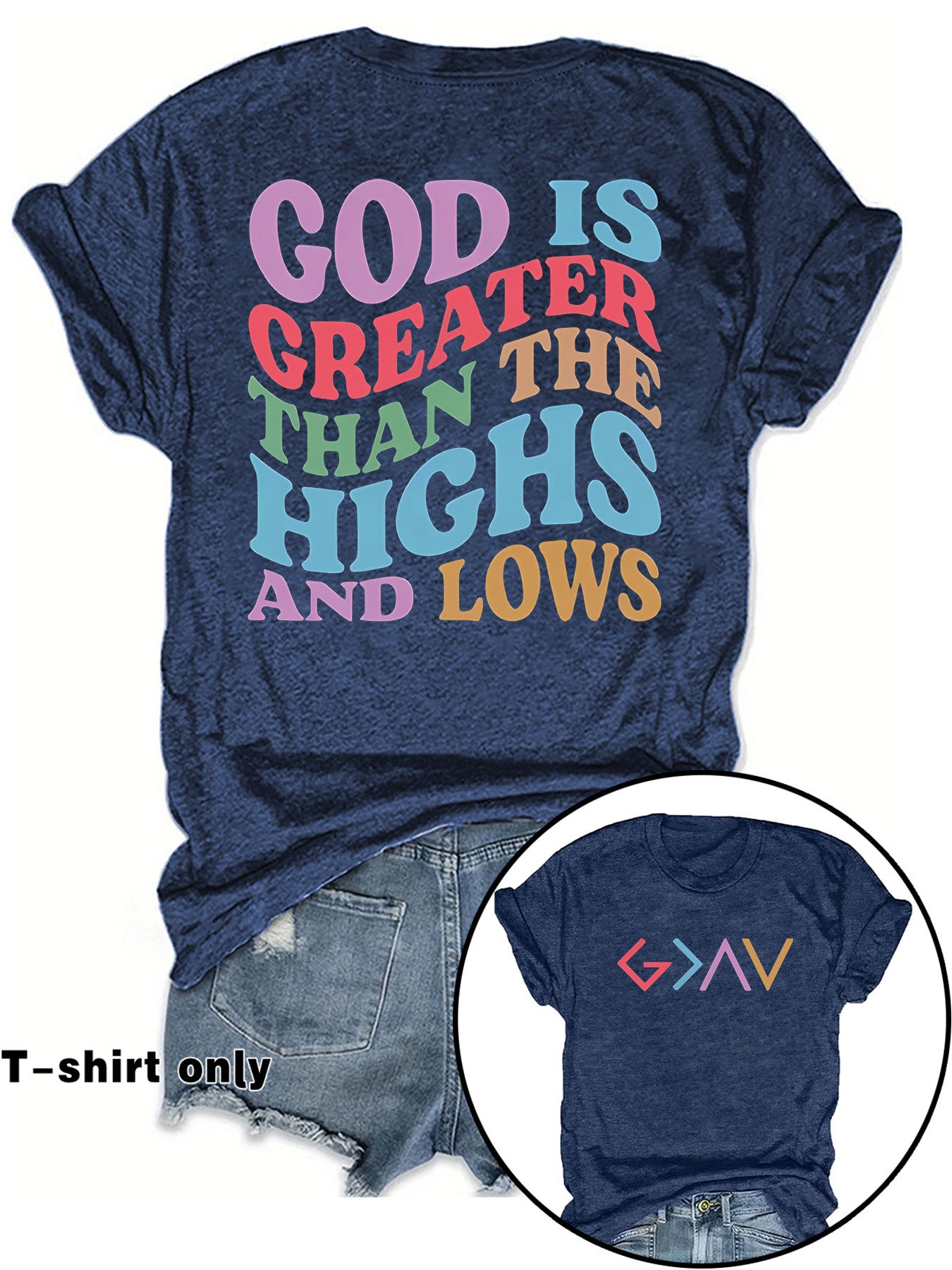 GOD IS GREATER New Round Neck Loose Short Sleeve