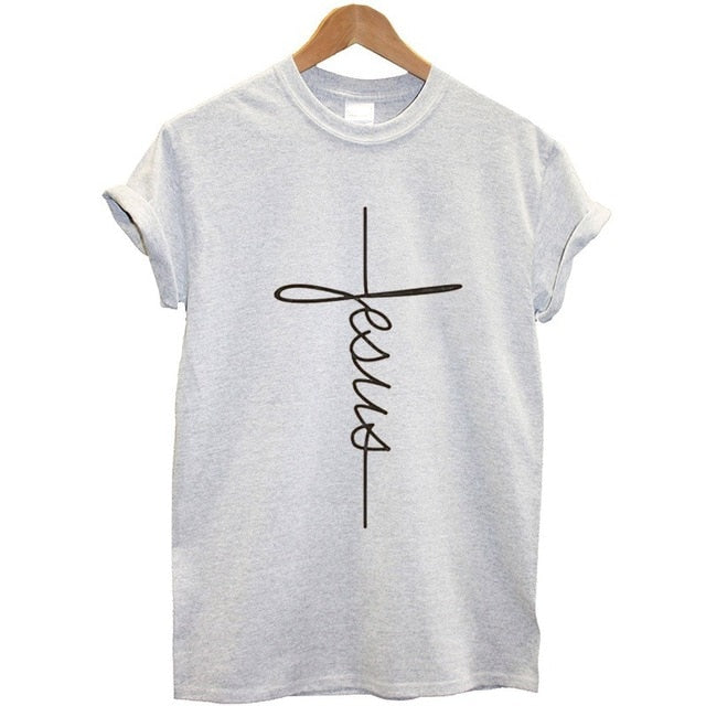 The Cross Printed T-shirt Cotton Jesus Clothes Plus Size