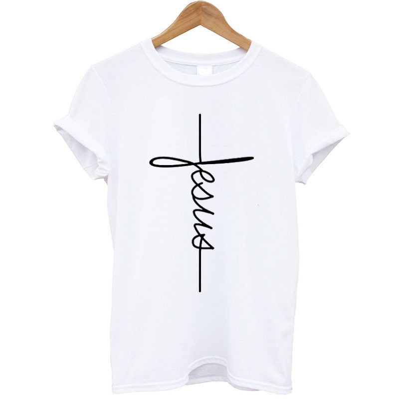 The Cross Printed T-shirt Cotton Jesus Clothes Plus Size
