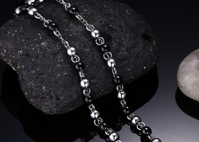 Jewelry Titanium Steel Religious Jesus Cross Necklace/Rosary Long Necklace