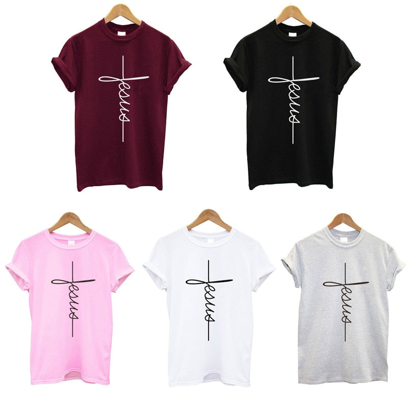 The Cross Printed T-shirt Cotton Jesus Clothes Plus Size