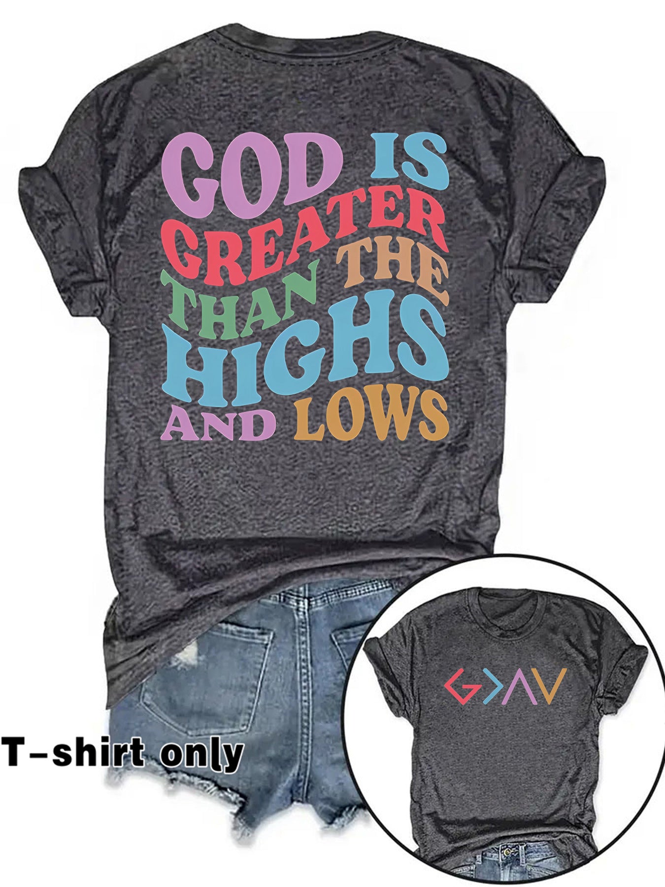 GOD IS GREATER New Round Neck Loose Short Sleeve