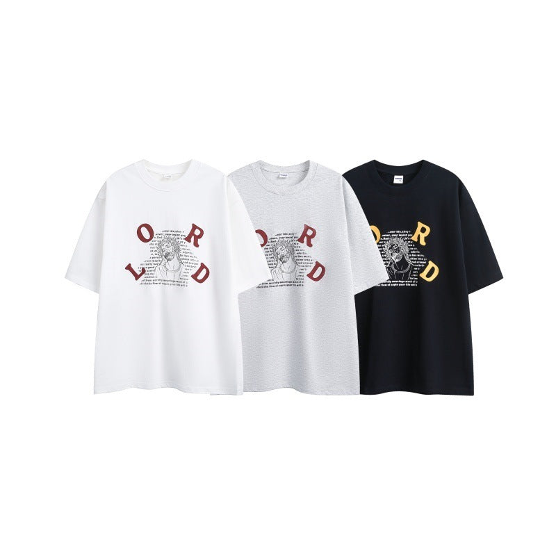Jesus letter print loose men's and women's short sleeves