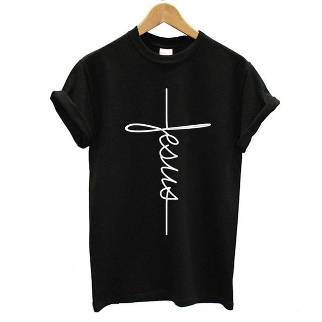 The Cross Printed T-shirt Cotton Jesus Clothes Plus Size