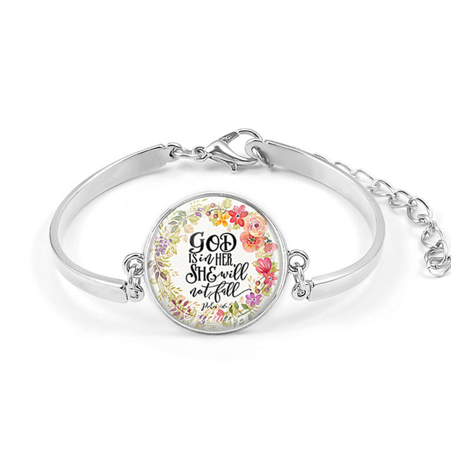 Handmade Bible Verse Bracelet Art Glass Dome Charms Bracelet Scripture Quote Jewelry Christian Party Favor Gifts