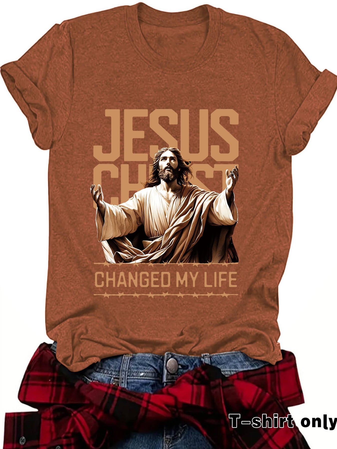 JESUS Pattern Printed T-shirt Short Sleeve