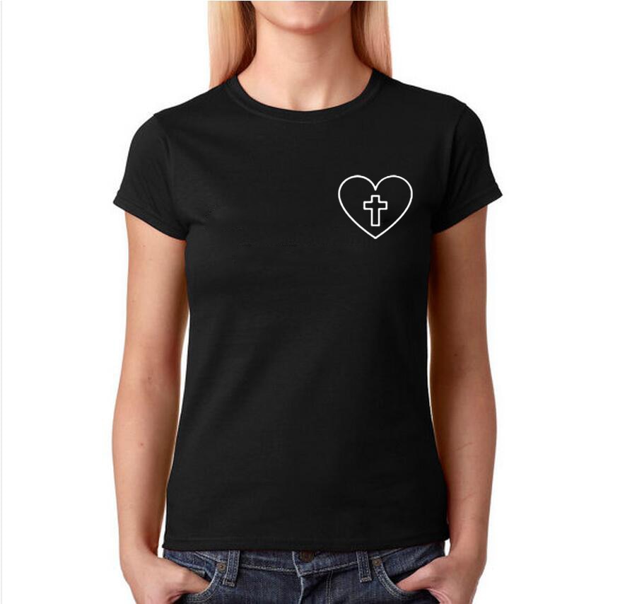 Cross Heart T-shirt - Graphic tees Women And Men Love Jesus