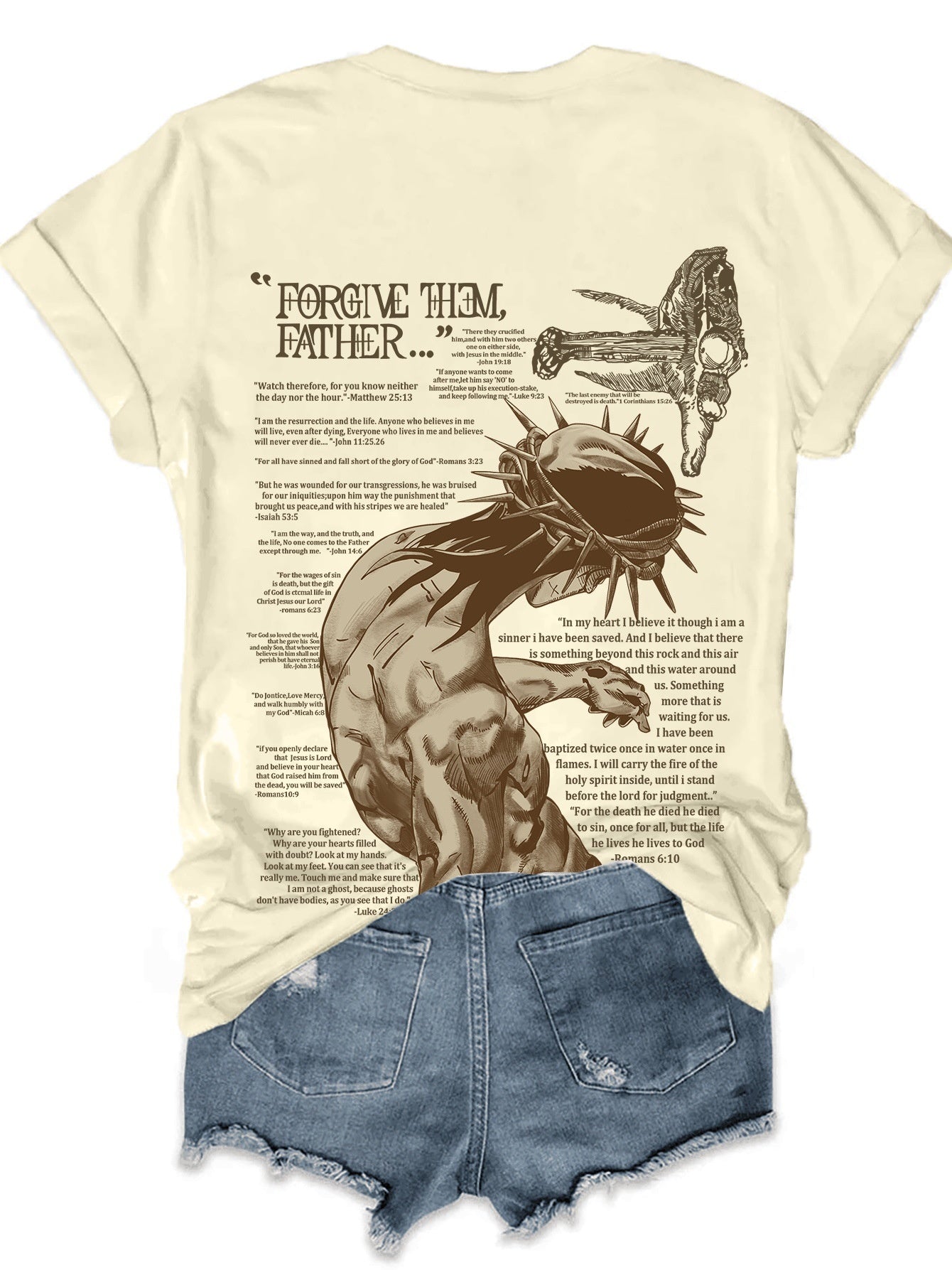 Top Round Neck Jesus Letter Short Sleeve T-Shirt