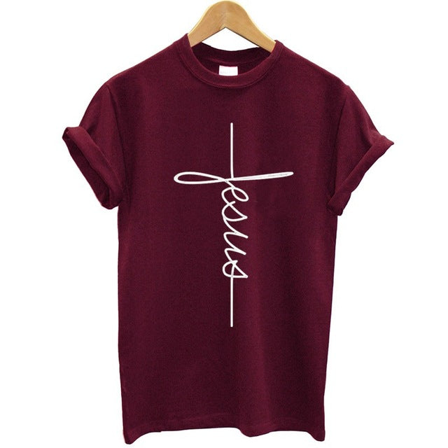 The Cross Printed T-shirt Cotton Jesus Clothes Plus Size