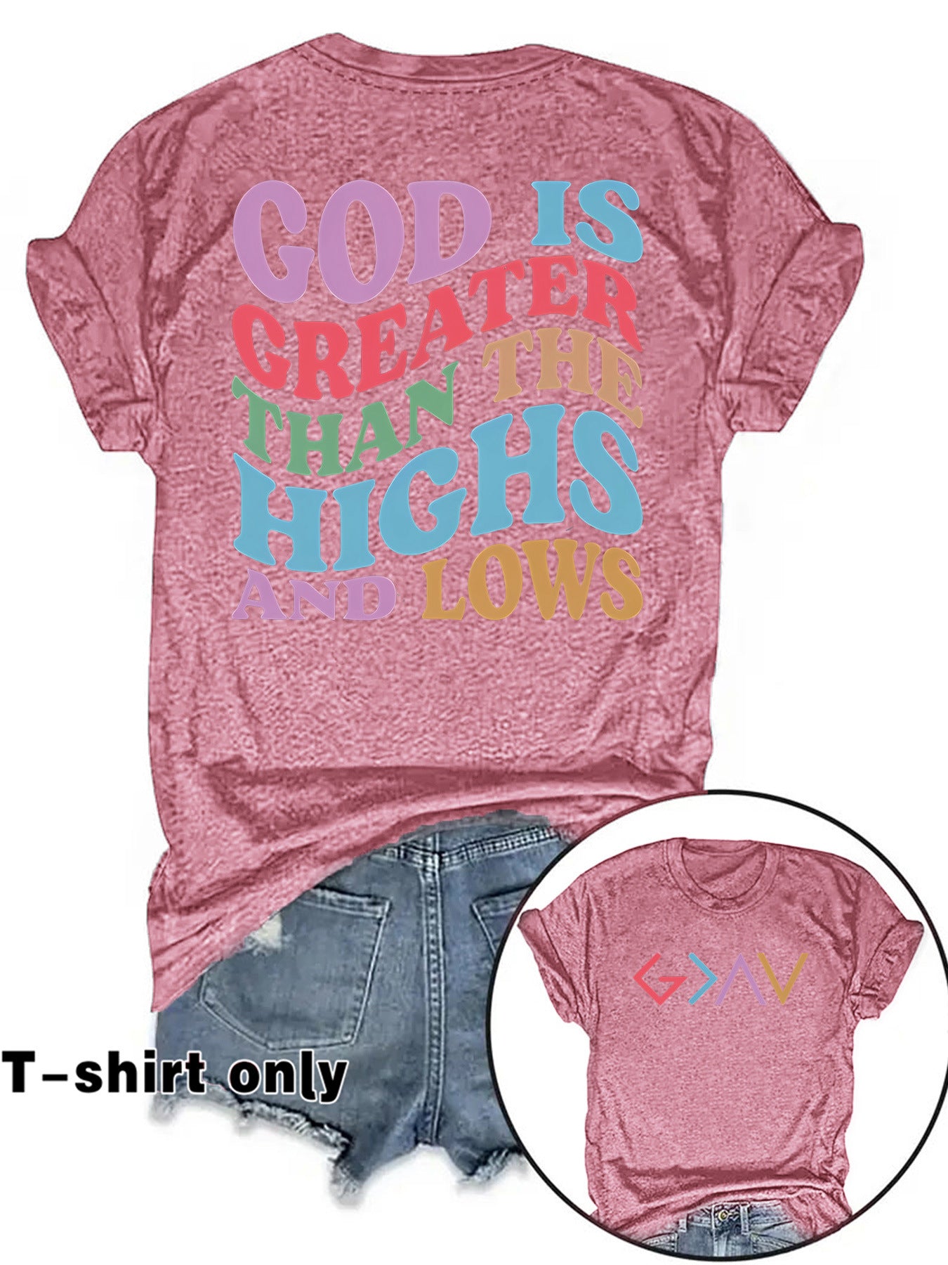 GOD IS GREATER New Round Neck Loose Short Sleeve