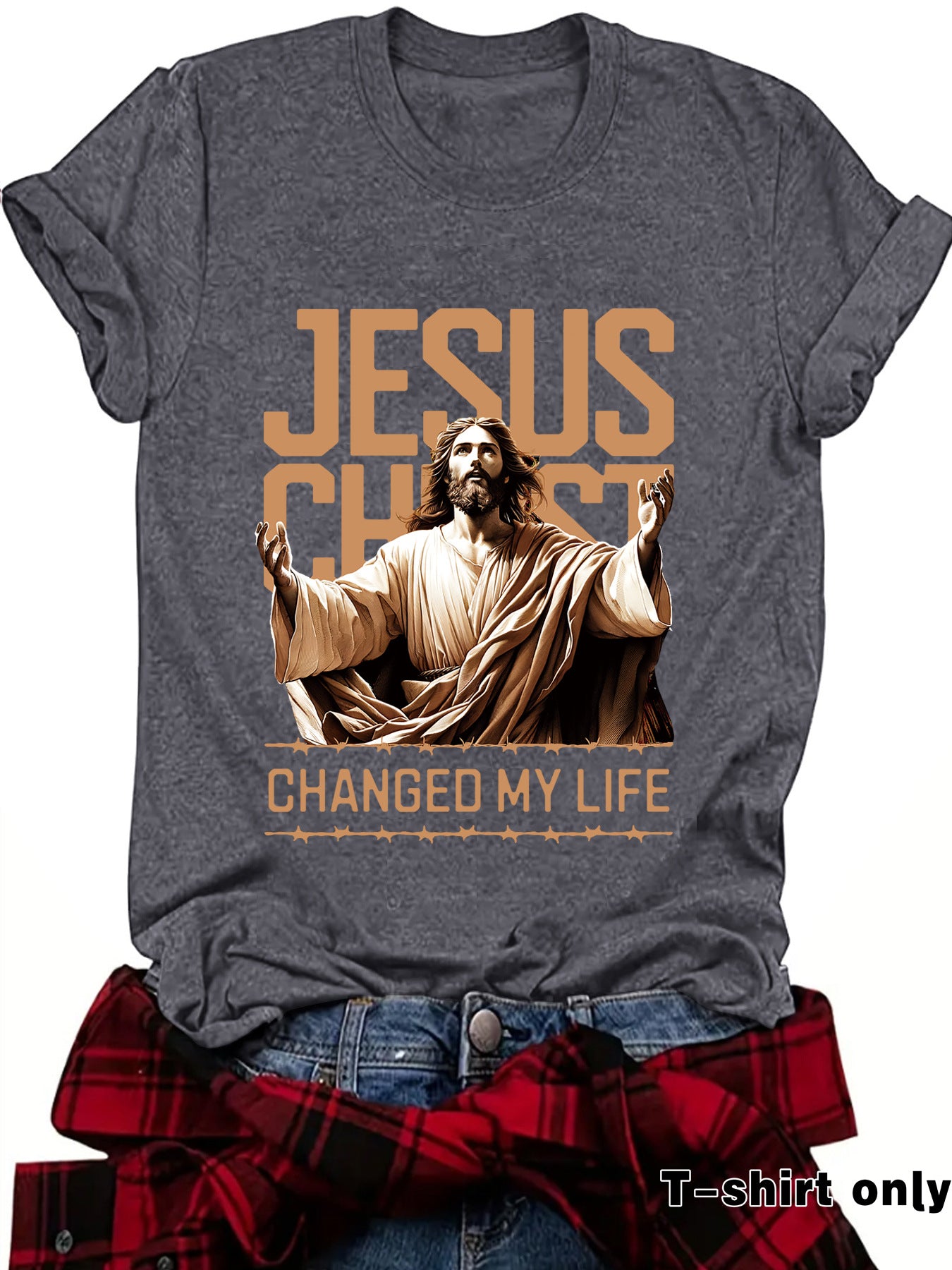 JESUS Pattern Printed T-shirt Short Sleeve