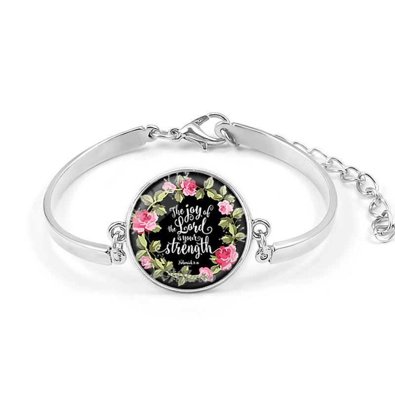Handmade Bible Verse Bracelet Art Glass Dome Charms Bracelet Scripture Quote Jewelry Christian Party Favor Gifts