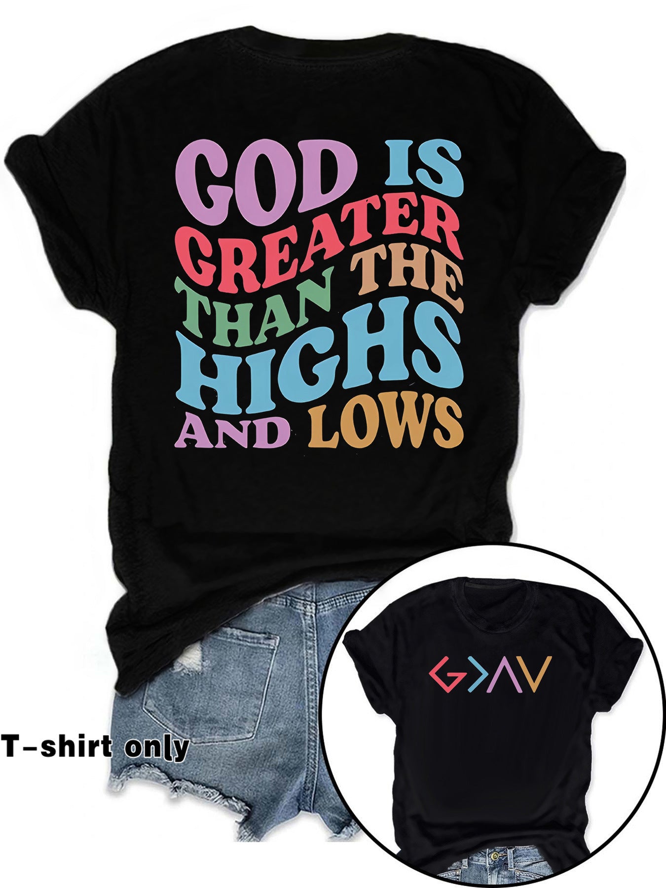 GOD IS GREATER New Round Neck Loose Short Sleeve