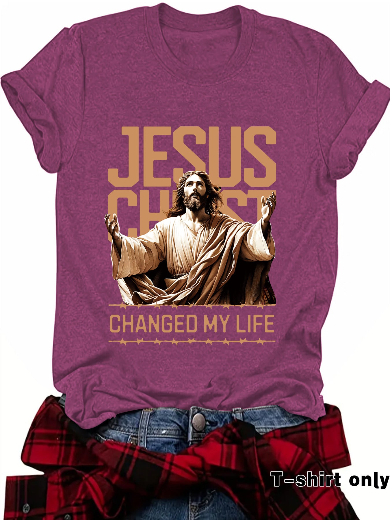 JESUS Pattern Printed T-shirt Short Sleeve