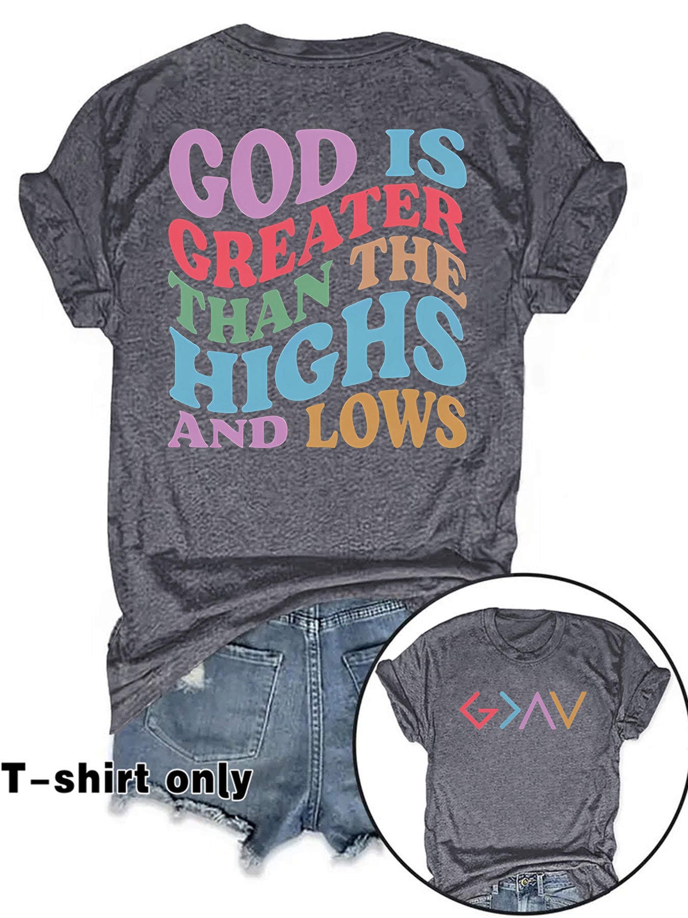GOD IS GREATER New Round Neck Loose Short Sleeve
