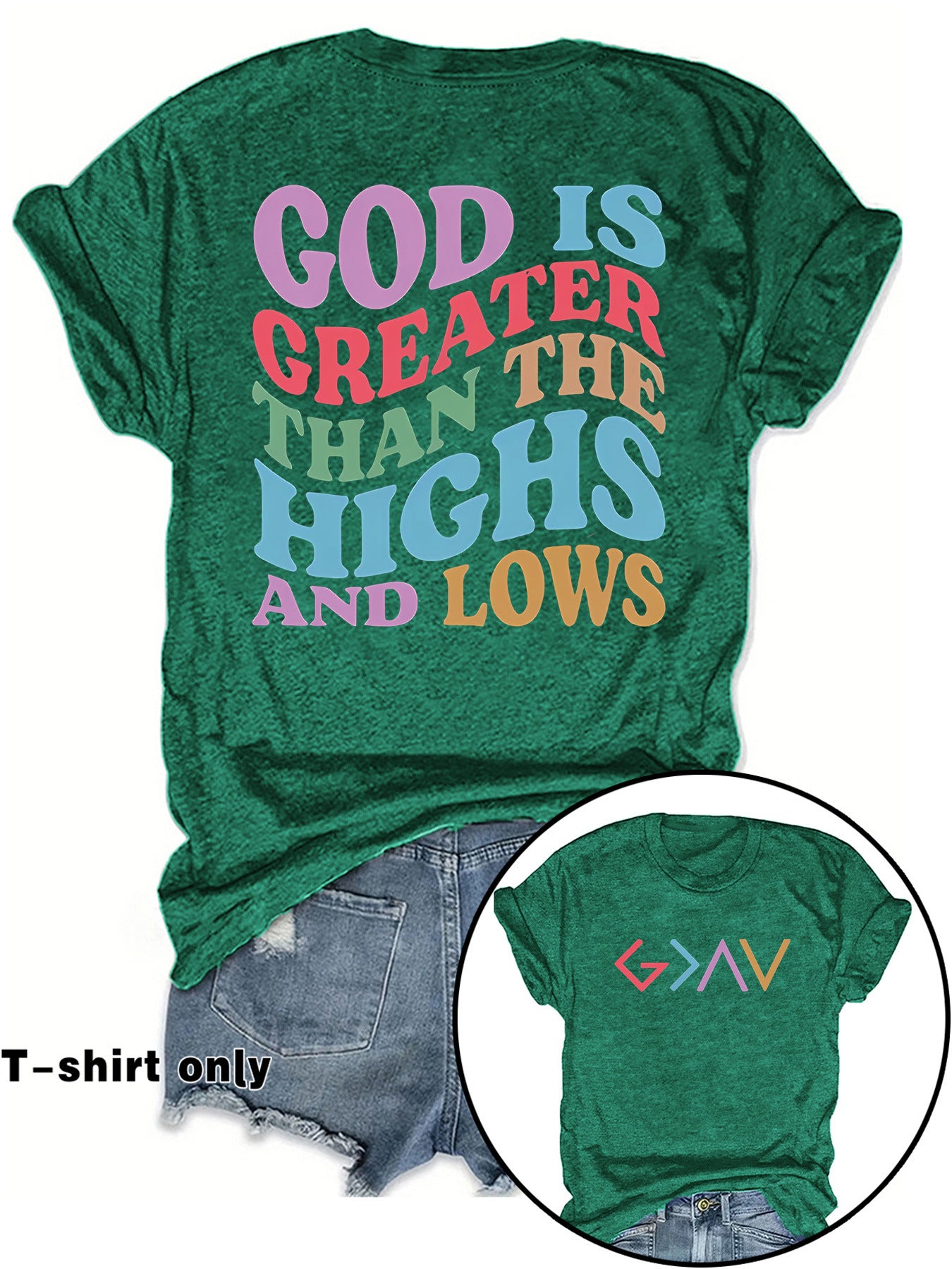 GOD IS GREATER New Round Neck Loose Short Sleeve