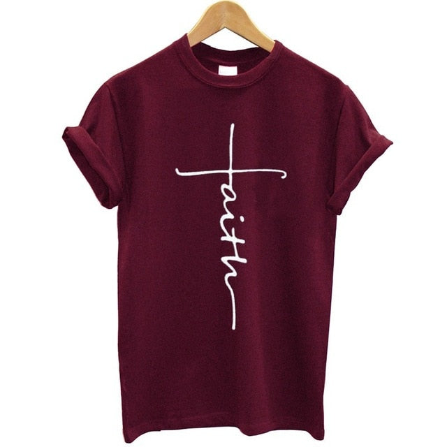 The Cross Printed T-shirt Cotton Jesus Clothes Plus Size