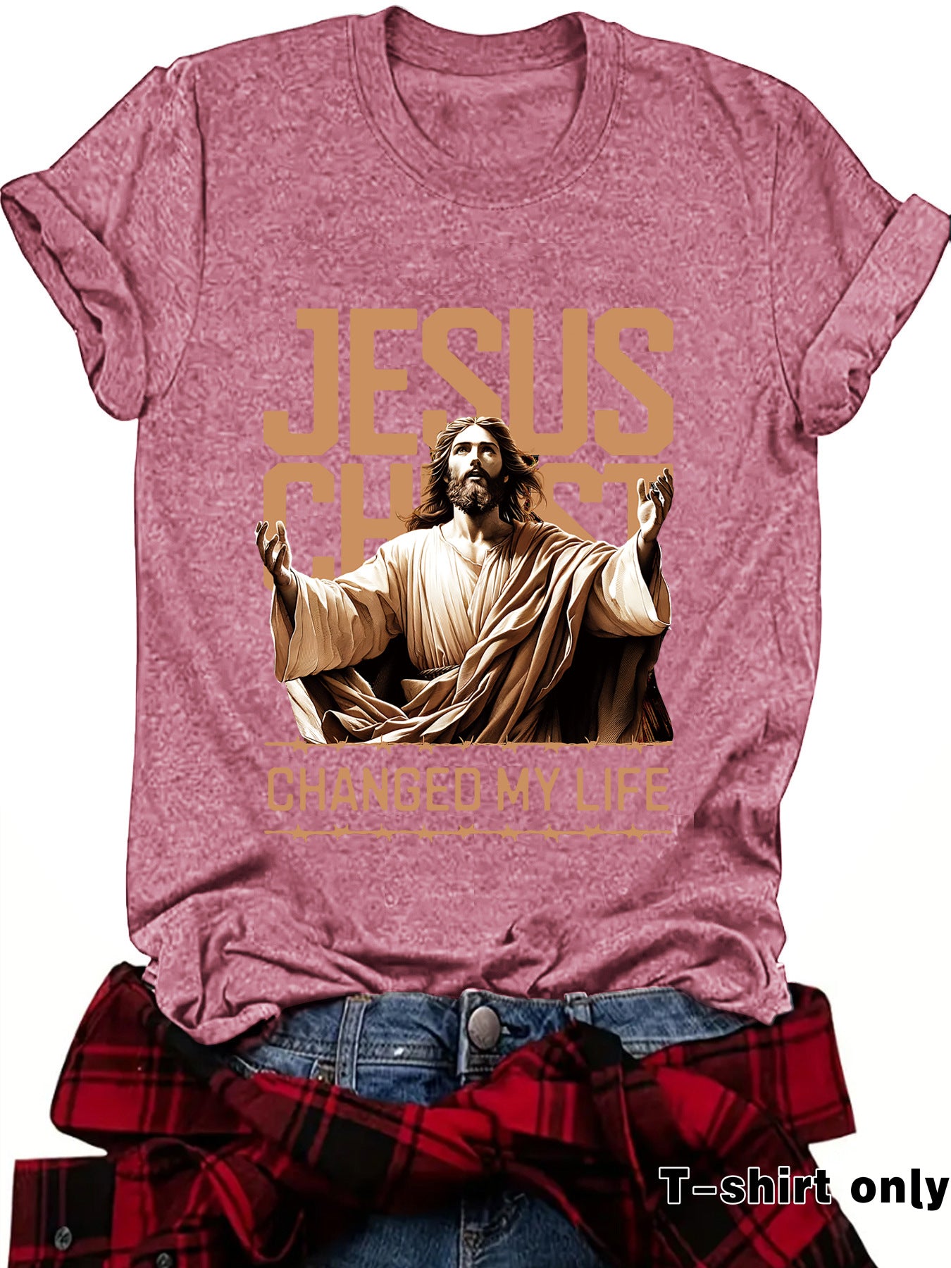 JESUS Pattern Printed T-shirt Short Sleeve