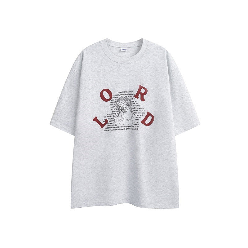 Jesus letter print loose men's and women's short sleeves