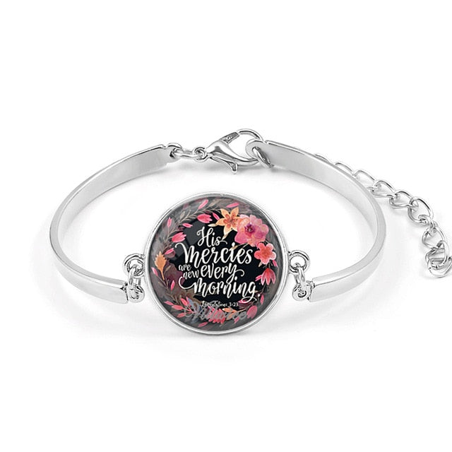Handmade Bible Verse Bracelet Art Glass Dome Charms Bracelet Scripture Quote Jewelry Christian Party Favor Gifts