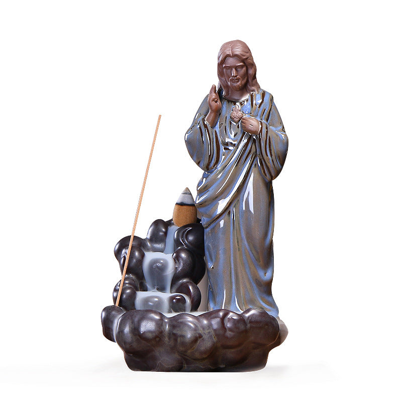 Jesus Smoke Backflow Incense Burner Creative Virgin Tower Incense Burner Decoration