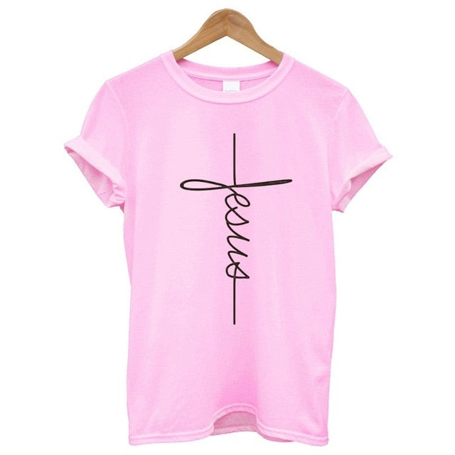 The Cross Printed T-shirt Cotton Jesus Clothes Plus Size