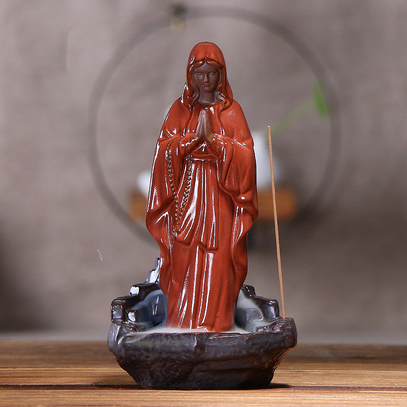 Jesus Smoke Backflow Incense Burner Creative Virgin Tower Incense Burner Decoration