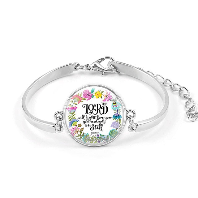 Handmade Bible Verse Bracelet Art Glass Dome Charms Bracelet Scripture Quote Jewelry Christian Party Favor Gifts