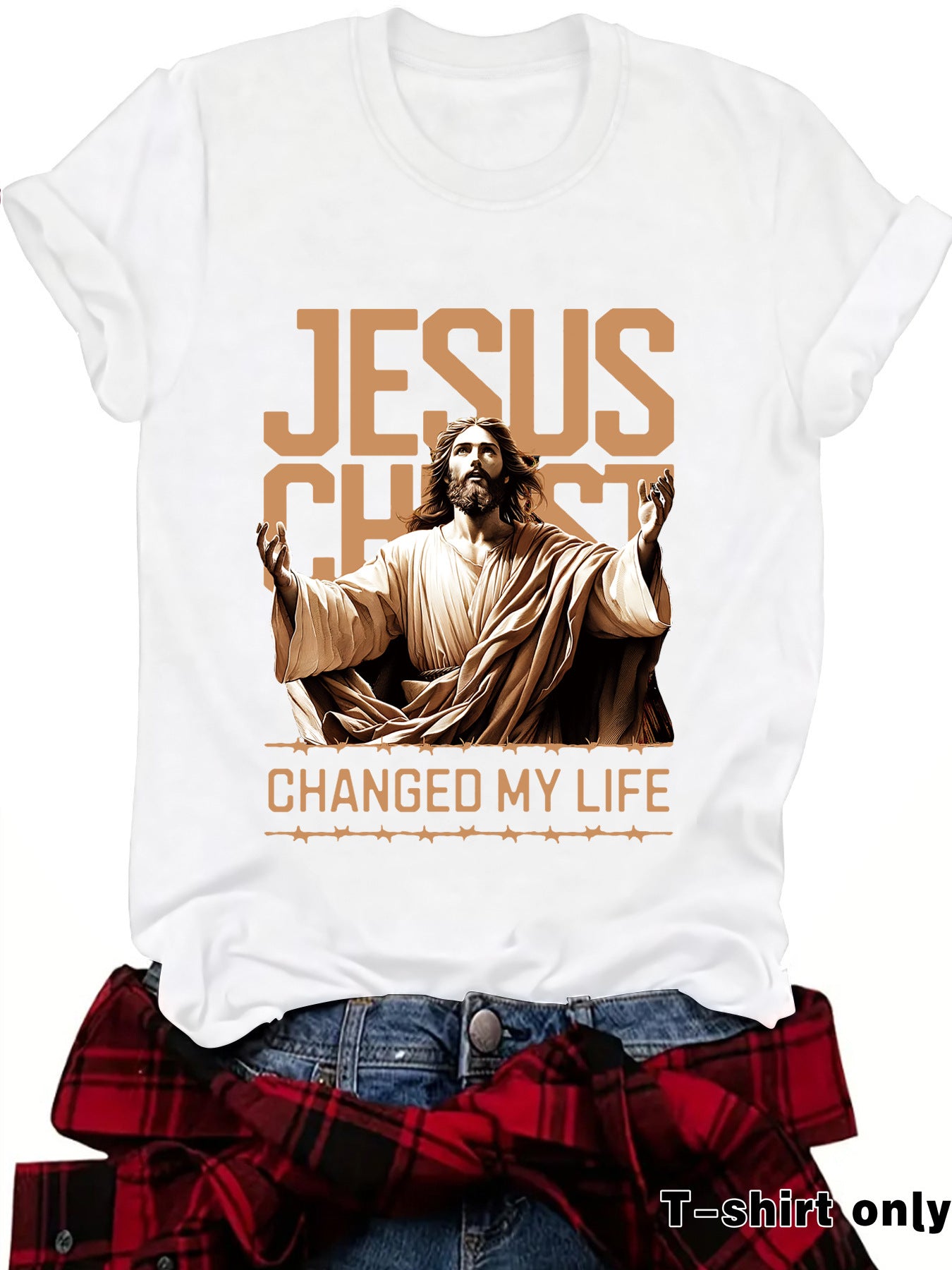 JESUS Pattern Printed T-shirt Short Sleeve