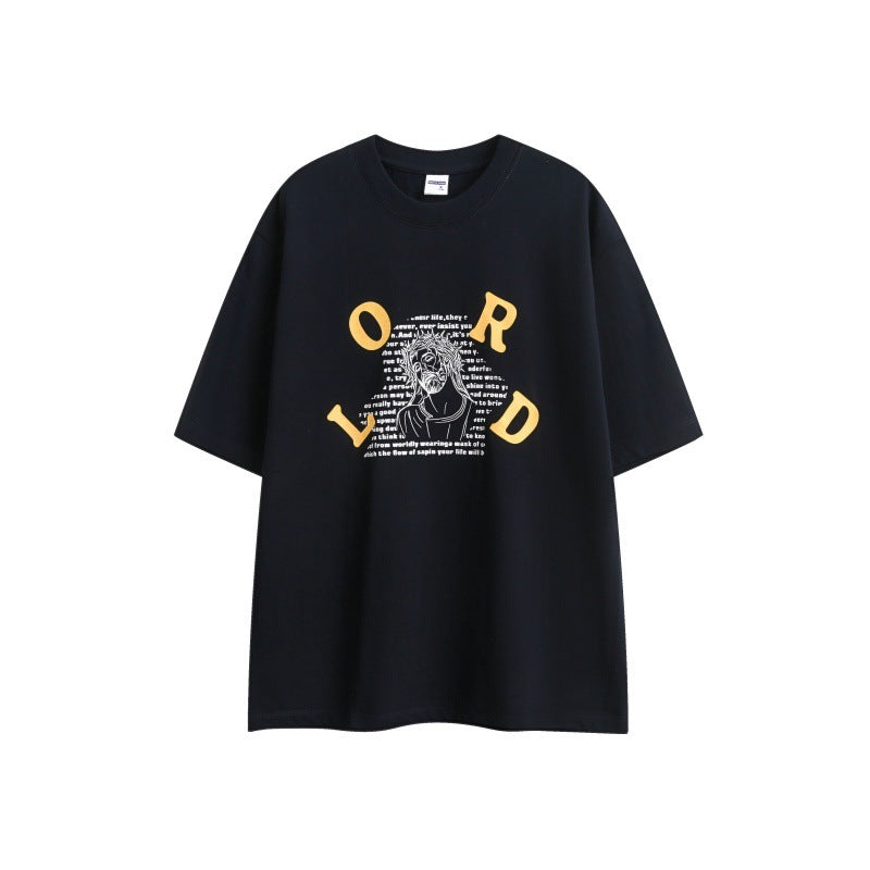 Jesus letter print loose men's and women's short sleeves